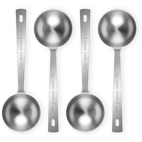 Flezoo 4Pcs Stainless Steel Coffee Scoops Cover
