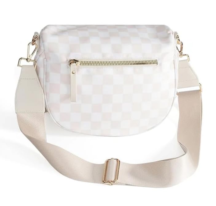 Elysir Crossbody Bag for Women 2025–Trendy Checkered Purse with Adjustable Strap, Water-Resistant Nylon, Spacious3