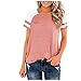 Damen Blusen Sommer Kurzarm Kalte Schulter Sexy V-Ausschnitt Reißverschluss Bluse Tunika Oberteile T-Shirt Tops Lose Spitze Kurze Ärmel Sommerbluse Tun Elegant Basic Tshirt Lo WX 19- Pink XX-Large