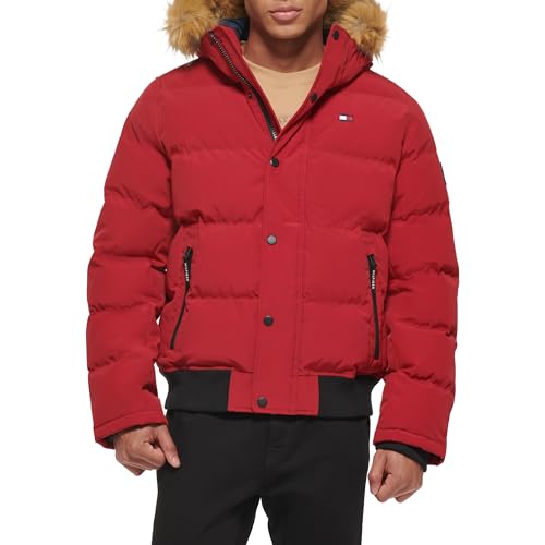 Image of Tommy Hilfiger Men's Arctic Cloth Quilted Snorkel Bomber Jacket (Standard and Big & Tall)