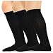 TeeHee Cotton Fashion Compression Socks - Comfort, Soft, Relieve Leg Fatigue Knee High, Geo-Black, Large
