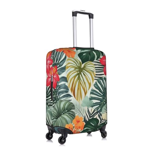 Leaves With Hibiscus Tsa Approved Luggage Cover For 18-32 Inch Suitcases Scratch-Resistant Stretch Luggage Cover3