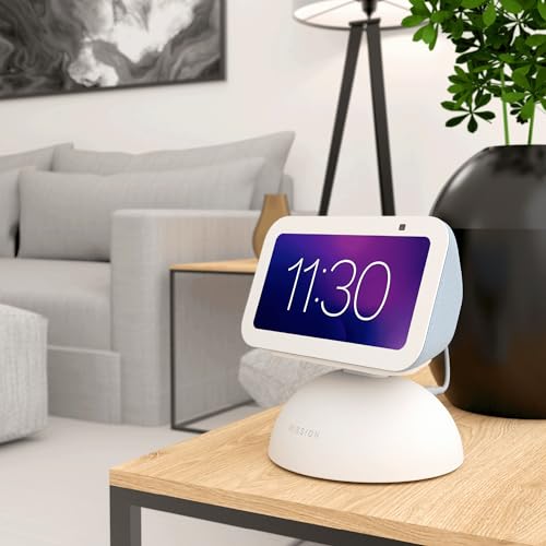 Image of Echo Show 5 Bundle: Includes, Echo Show 5 (3rd Gen, 2023 release) | Cloud Blue and Made for Amazon Battery Base | Glacier White