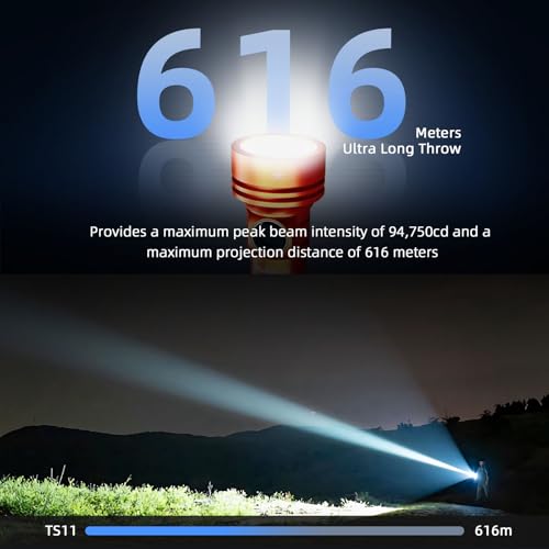 Wurkkos TS11 EDC Flashlight Rechargeable,Super Bright Led Pocket Flashlight with 616M Beam Distance,Compact LED Flashlight with Anduril 2.0 UI and SFT40 Led (Orange)