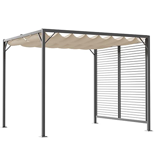 Outsunny Gazebo, pérgola con Techo de Tela Ajustable, Carpa para Fiestas, toldo, poliéster, Beige, 300 x 280 x 238 cm