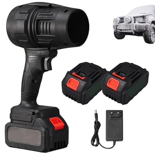 Cordless Power Blower – Dual Battery Multi-Purpose Cleaner, Turbo Jet Blower Portable Handheld Leaf Blowers Mini Power Dust, for Car Dryer, BBQ, Outdoor Cleaning (Black-2Battery)