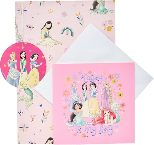 Disney Princess Papier cadeau avec étiquette cadeau et carte 1 pièce