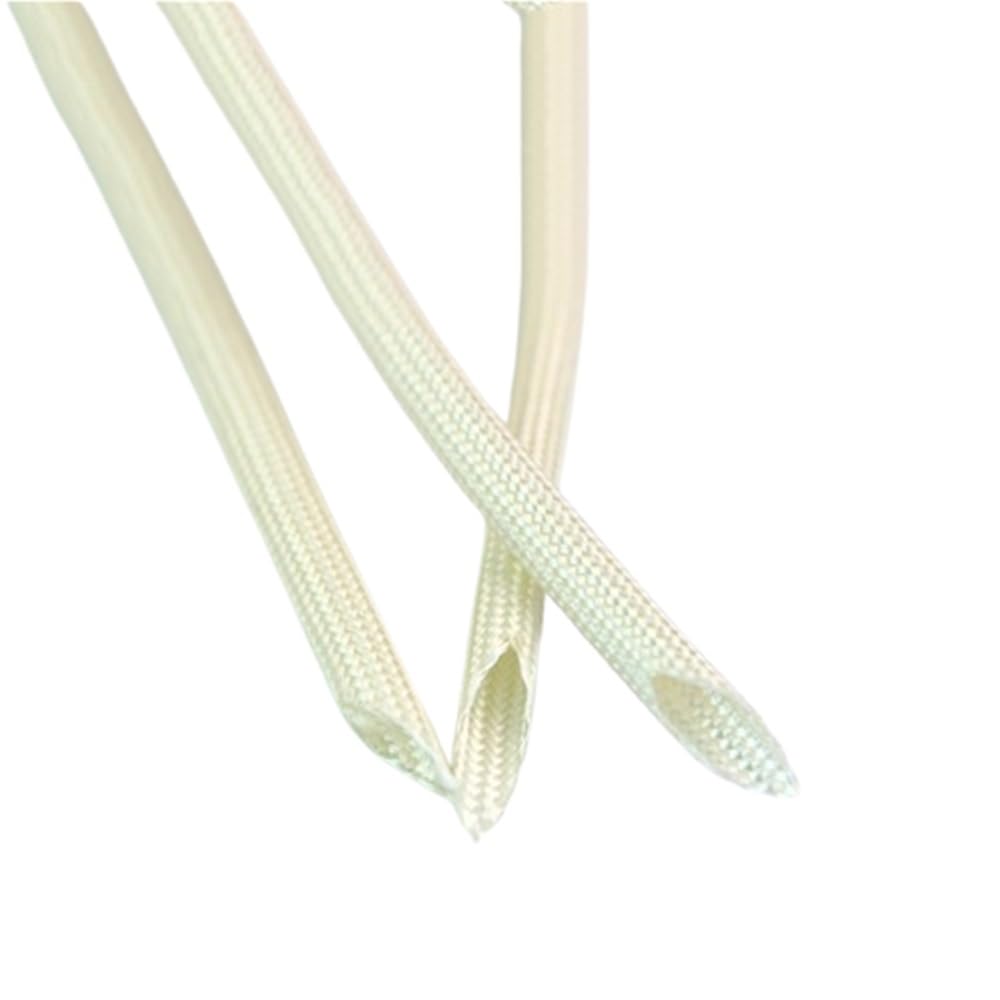 Guaina in fibra di vetro bianca ad alta temperatura - Tubo in fibra morbida intrecciata da 1-25 mm, 1 pezzo, opzioni di lunghezza 1/5/10/20 m(20MMx5M)