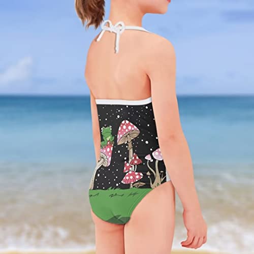 Image of Pinupub Girls One Piece Swimsuit Off Shoulder Halter Neck Cute Fashion Hawaiian Tropical Bathing Suit