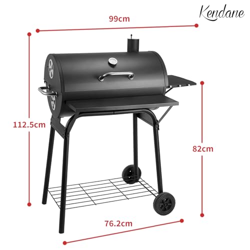 Holzkohlegrills Mit Deckel | Holzkohlegrill Grillwagen - Kohlegrill Griff, Grillrost und Thermometer, Smoker Grill Holzkohles Holzkohlegrill groß, BBQ Grill Gartengrill Holzkohle 4
