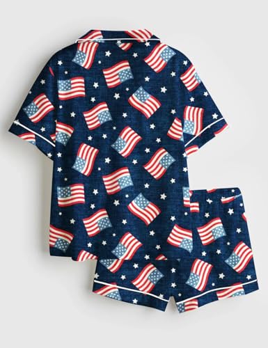 Image of Women Easter Pajamas Set Cute Bunny Button Down Shirt and Shorts 2 Piece Pj Set Y2K Easter Outfits