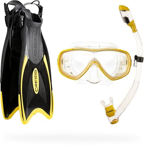 CRESSI Palau Set de buceo con aletas regulables y mascara para adultos en color azul