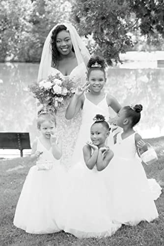 Image of Glamulice Flower Girls Spaghetti Strap Tulle Dress Long A Line Wedding Pageant Dresses Princess Birthday Party Ball Gown