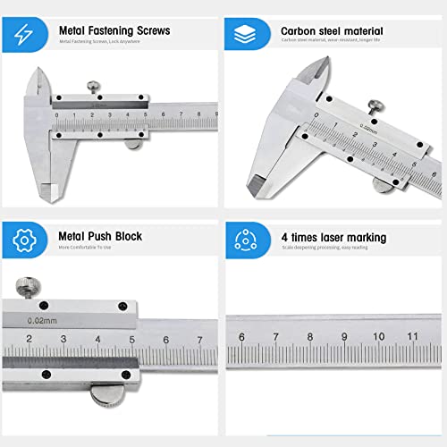 Calibrador Vernier Mecánico Medidor de Precisión 0-200 mm miniatura 6