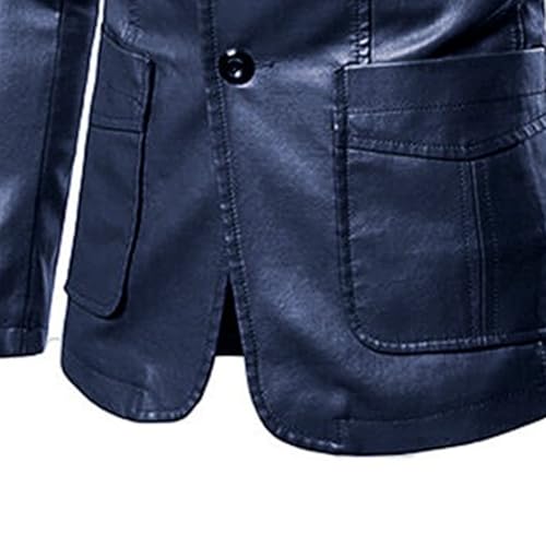 Blazer casual para hombre de cuero clásico con botones miniatura 5