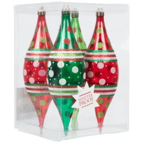 Décorations de Noël rayées et à pois : lot de 4 suspensions sapin unique