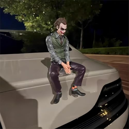 Image of BKN Cartoon Action Figure for Heath Ledger The Jokerr Character Figures with Mask and Sitting Position 24cm Model Statue for Decoration Gift and Car External Decoration