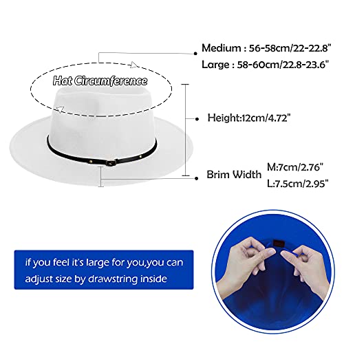Image of jingsha Fedora Hats for Men & Women Wide Brim Fedora Felt Panama Hat Men's Dress Hats with Belt Buckle