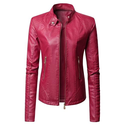 Manteau motard ajusté DGKaxiyaHM en couleur unie avec fermetures zippées robustes