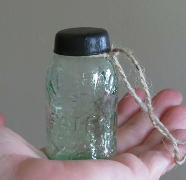 Primitives Supplies for Primitive Mini Glass Mason Jar w lid Christmas Tree Ornament Cute 2 12 high for Holiday Kitchen Farhouse Home Decor