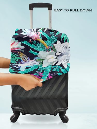 Image of Cortina Tropical Print Travel Suitcase Eco-Friendly Cover | Small | Fits 18-22 Inch Luggage | Polyester-Spandex | 55cm (20 inches) | Luggage Protectors | Anti Scratch /Dust | Pack of 1 | Blue 1