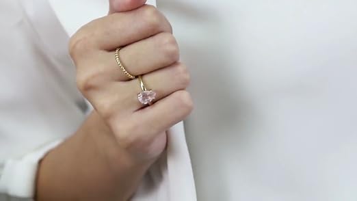 Timeless Love Pink Quartz & 1/5 CT Diamond Ring - 14K Pink Gold Over Sterling Silver, Size 7, Women's Statement Ring