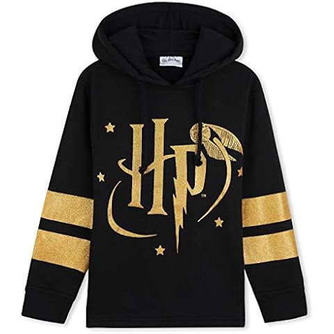 Harry Potter Hoodie for Girls, Hogwarts Sweatshirt, Gifts for Girls (Black HP Hooded, 13-14 Years) Cover