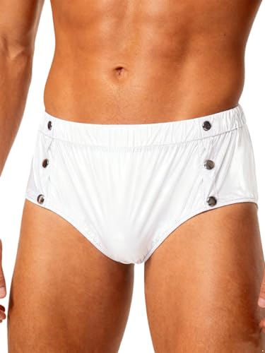 Jydiazi Culotte d'incontinence pour adultes - Sous-vêtements anti-fuite réutilisables en plastique avec boutons-pression - Blanc - Taille 3XL