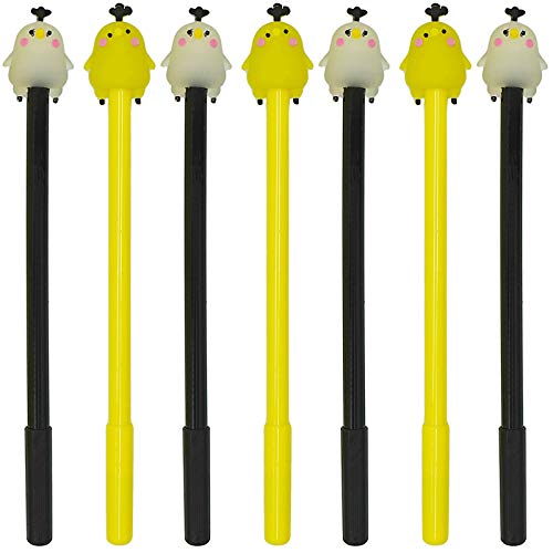 Maydahui 12Pcs Chicken Shape Rollerball Pen Cute Cartoon Animal Pens Black Gel Ink Plastic Silicone Design For Boys Student Stationery Supply #TOP16