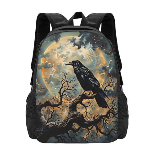 Mochila de día Dark Crow Star Moon ideal para viajes grandes urbanos y universidad