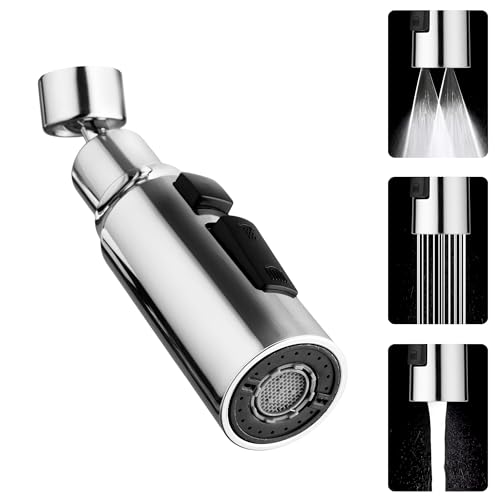 Image of ALTON, ALD860, ABS, 3-Function, Tap Extender for Kitchen Sink | 360 Degree Rotation | Kitchen Faucet Sprayer | Fits F22, M24 mm taps and Pull-Down Sprayer | Chrome