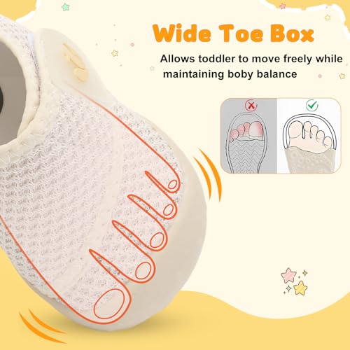 Image of FEETCITY Baby First Walking Shoes Wide Baby Shoes Infant Sneakers Newborn Crib Shoe Barefoot Lightweight Slip On Shoe