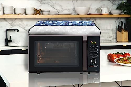 Image of The Furnishing Tree PVC Waterproof Microwave Oven Cover Compatible for Panasonic 27 L Convection NN-CD684BFDG Floral Pattern Blueish Grey