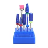 6/7 Conjunto de brocas diferentes: este paquete viene con 6 piezas de diferentes bits de taladro de uñas con caja, embalado en un estuche de transporte a prueba de polvo y transexual.