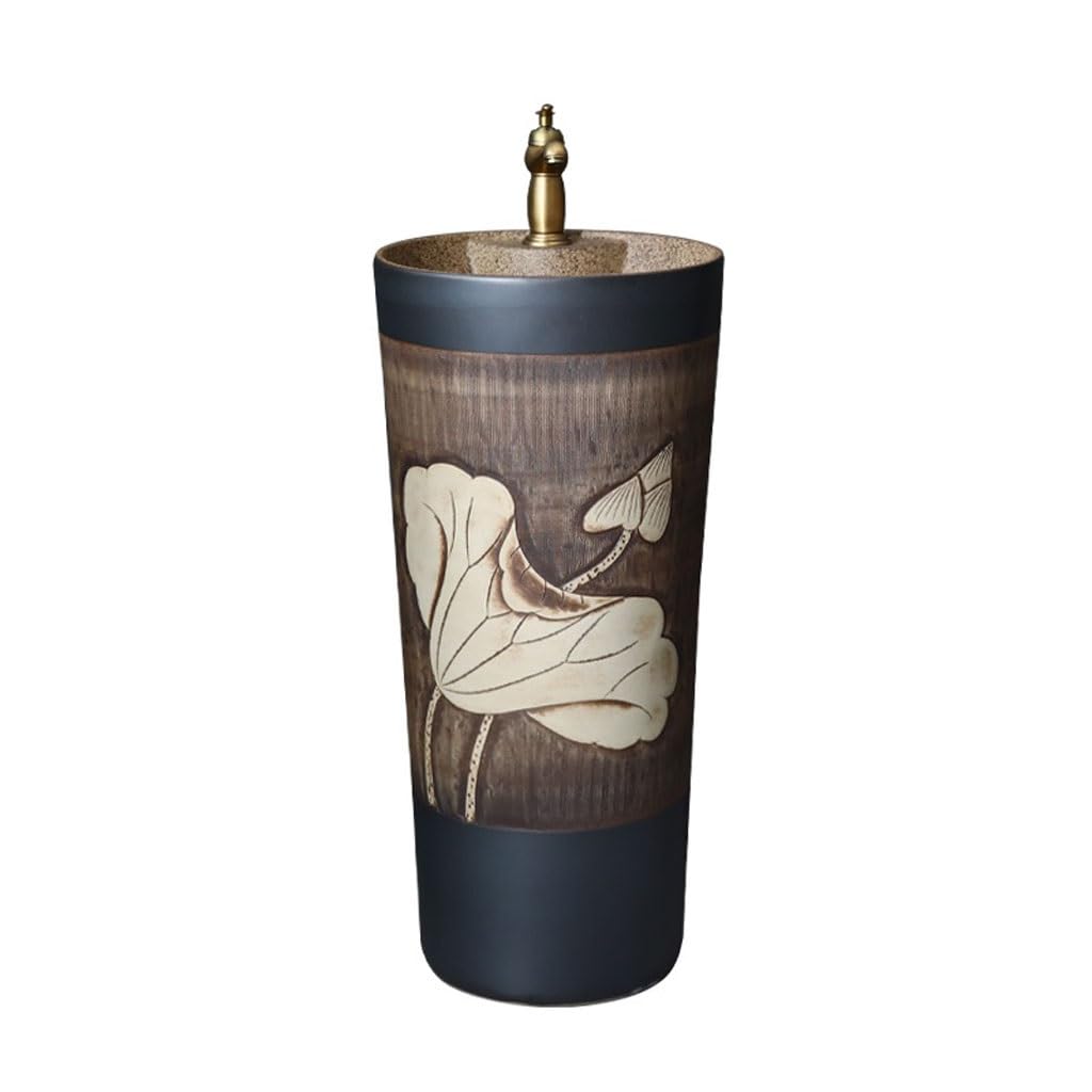Bathroom Sink Retro Ceramic Pedestal Basin Courtyard Balcony Floor-Standing Washbasin Bathroom Washbasin Bathroom Vanity