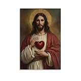 ZGHQHCDRH Modernes Wandkunst-Poster, Motiv: Heiliges Herz Jesu Christus, strukturierter Leinwanddruck für Wohnzimmer, ein auffälliger Mittelpunkt für Ihr Zuhause, Büro, ungerahmt, 20 x 30 cm