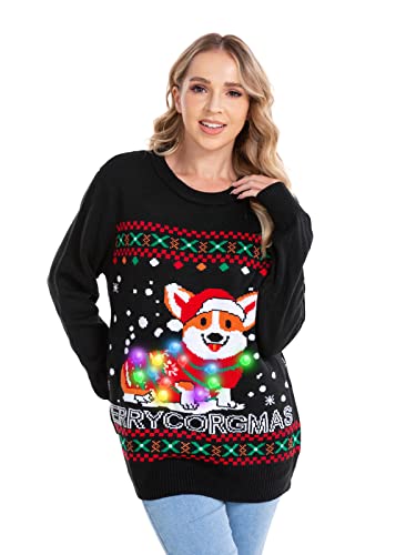 Hsctek Light Up Adults Christmas Knitted Sweater, Ugly Xmas Pullovers Women | 100% Non-Toxic Acrylic, Long-Sleeve, Crewneck, Built-In Light Bulbs With Batteries, Providing Comfort And Fashion Matching 1 Hsctek Light Up Adults Christmas Knitted Sweater, Ugly Xmas Pullovers Women | 100% Non-Toxic Acrylic, Long-Sleeve, Crewneck, Built-In Light Bulbs With Batteries, Providing Comfort And Fashion Matching