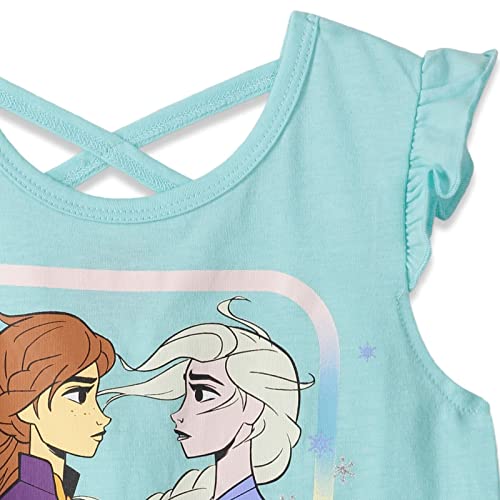 Disney Frozen Elsa Princess Anna Little Girls T-Shirts Dolphin Active Leggings And Shorts 4 Piece Outfit Set White 6 #TOP5