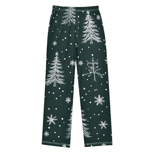 ZZXXB Xmas Trees with Snow Boys Long Pants Soft Trousers Elastic Waist Kids Lounge Bottoms with Pockets S-XL