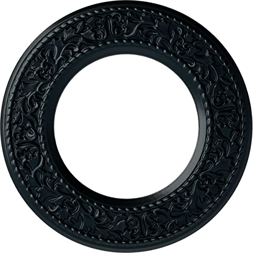 Ekena Millwork CM13BLNSF 13 3/8"OD X 7 1/2"ID X 3/4"P Jet Blackthorn Ceiling Medallion Fits Canopies Up to 7 1/2", Night Shade