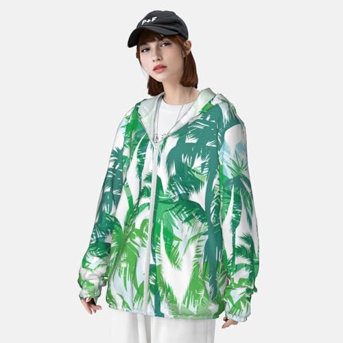 UPF 50+ Sun Protection Hoodie Tropical Summer Palm Windproof Hooded Cooling Shirt4