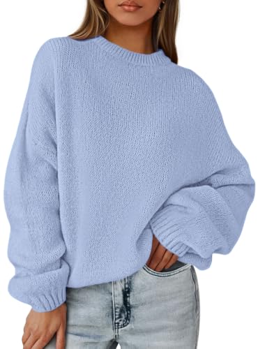 PRETTYGARDEN Women's Fall Oversized Holiday Sweaters (Light Blue,S)