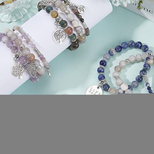 Juegos de pulseras multicapa con 310 piezas de cuentas y dijes del árbol de la vida 8