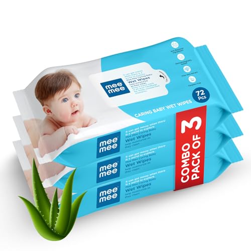 Mee Mee Baby Gentle Wet Wipes with Aloe Vera extracts, 72 counts, Pack of 3