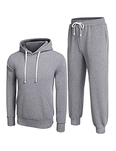 Coofandy Jogging Suit For Men Lined Fleece Track Suit Sets Pullover Sweat Suit 2 Piece (Grey,L) #TOP4
