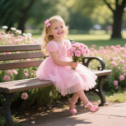 Image of Otter MOMO Girls Open Toe Princess Flat Sandals with Comfort Sole Summer Sandals