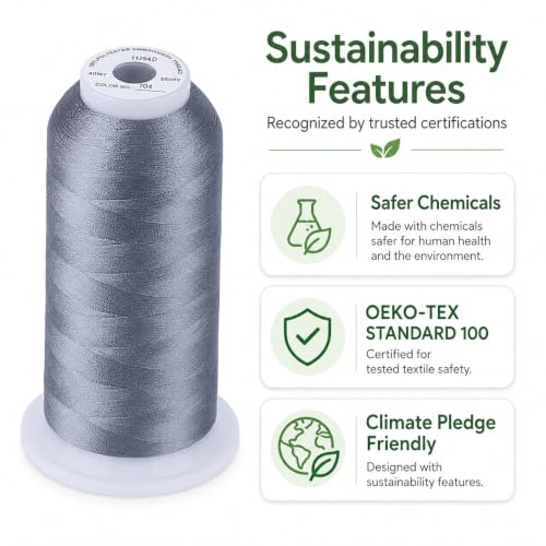 Image of Simthread 5000M 40WT Polyester Embroidery Thread, Color 704 | 5000M 40WT polyester thread feeds smoothly for machine embroidery, monograms, logos, patches and quilting.
