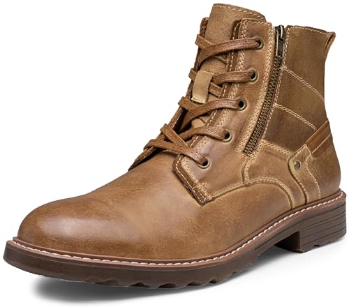 Image of Vostey Mens Boots Motorcycle Casual Boots for Men Zipper Fashion Chukka Boots Mens