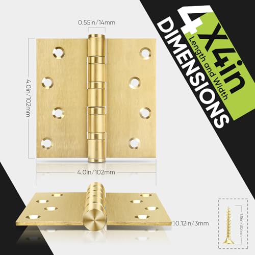 Komsen 3 Pack Ball Bearing Door Hinges,4in x 4in Door Hinges,Heavy Duty Stainless Steel Door Hinges for Exterior & Interior Doors,Smooth and Quiet, Non Removable Pin (Gold) by komsen - Image 4