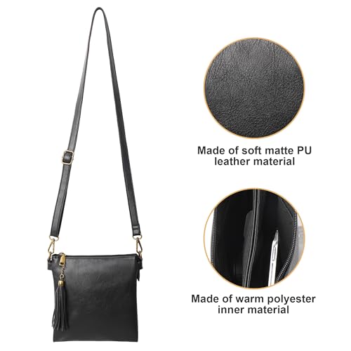 Image of seOSTO Vegan Leather Tassel Crossbody Purse,Multi Pocket Gifts For Women